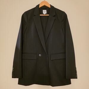 GAP Classic Girlfriend Blazer True Black Ponte Knit Jacket Smart Casual Womens 6